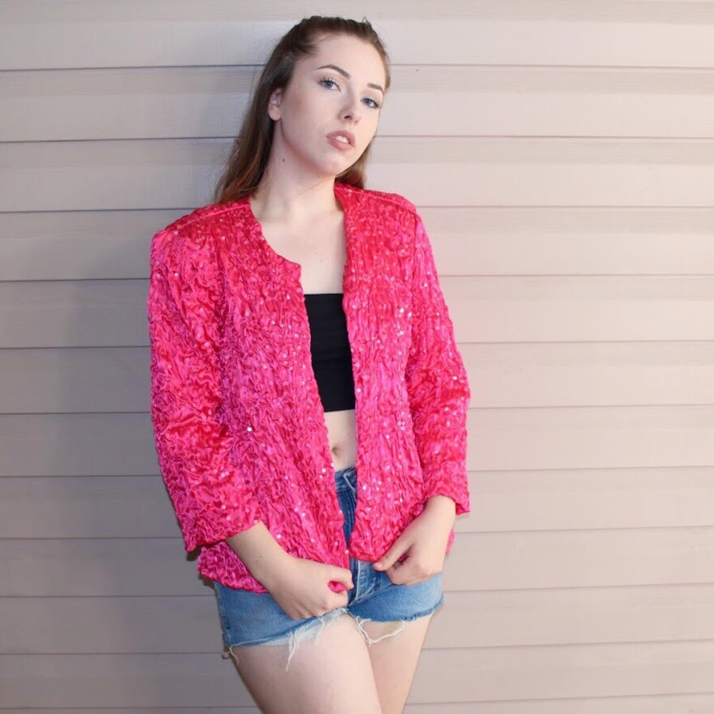 1980s Pink Sequin Cardigan